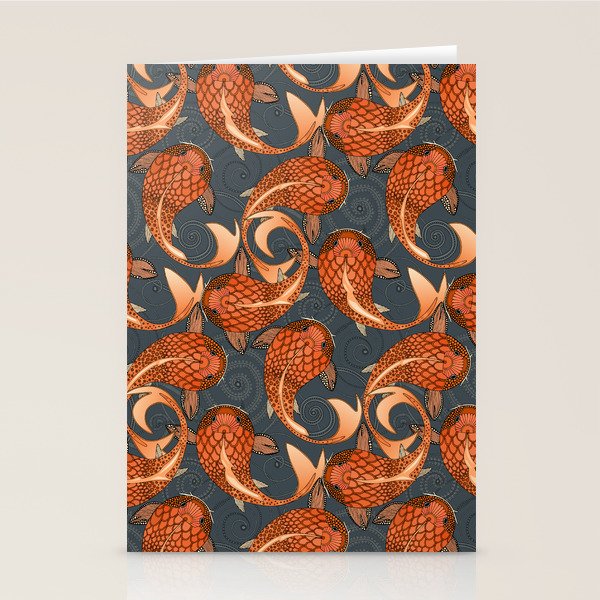 paisley fish gray Stationery Card Gallery Image 2