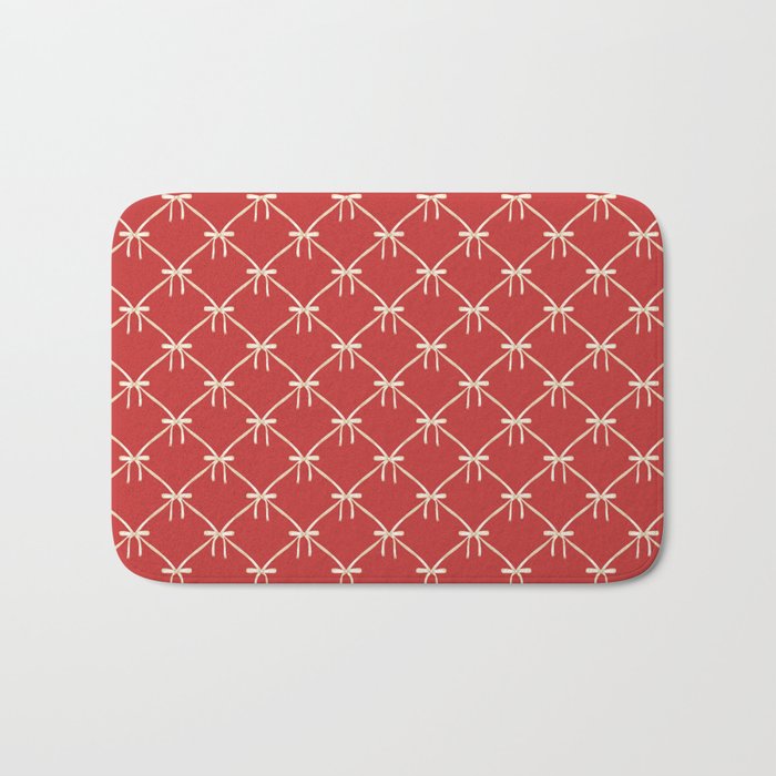 Bows & Ribbons Pattern XII Cherry Red Bath Mat Gallery Image 1