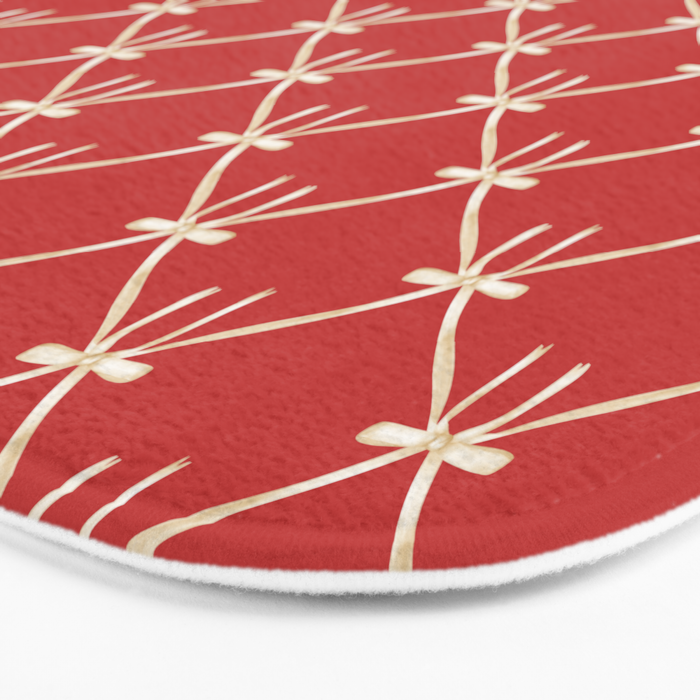 Bows & Ribbons Pattern XII Cherry Red Bath Mat Gallery Image 3