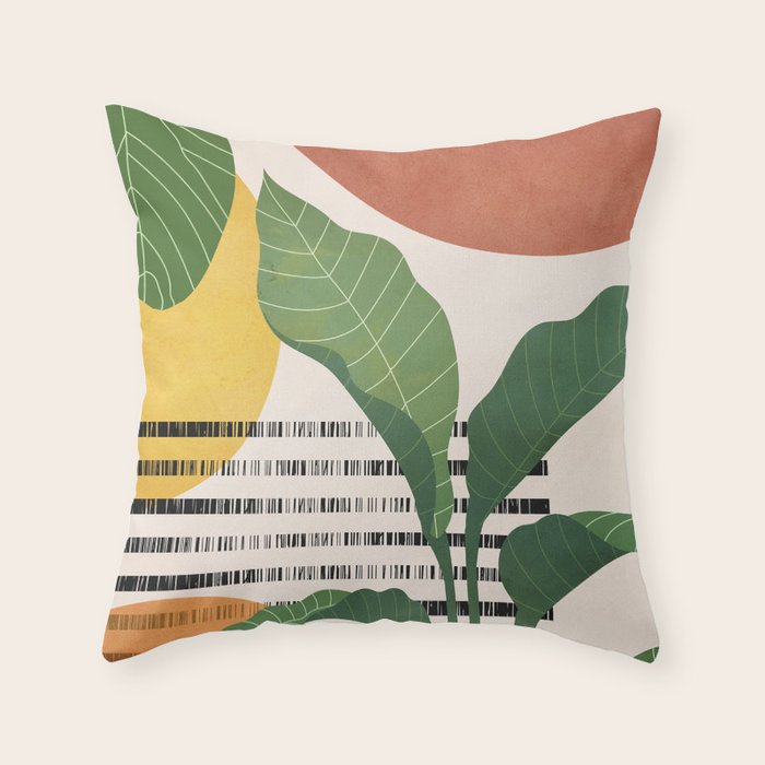 Tropical Garden Leaves 03 Throw Pillow Gallery Image 1