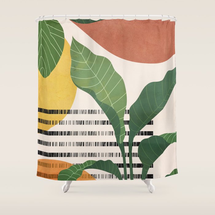 Tropical Garden Leaves 03 Shower Curtain Gallery Image 1