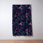 Velveteen Moody Flower Grandeur Plum Blue Teal Window Curtain Gallery Image 3