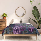 Velveteen Moody Flower Grandeur Plum Blue Teal Comforter Gallery Image 3
