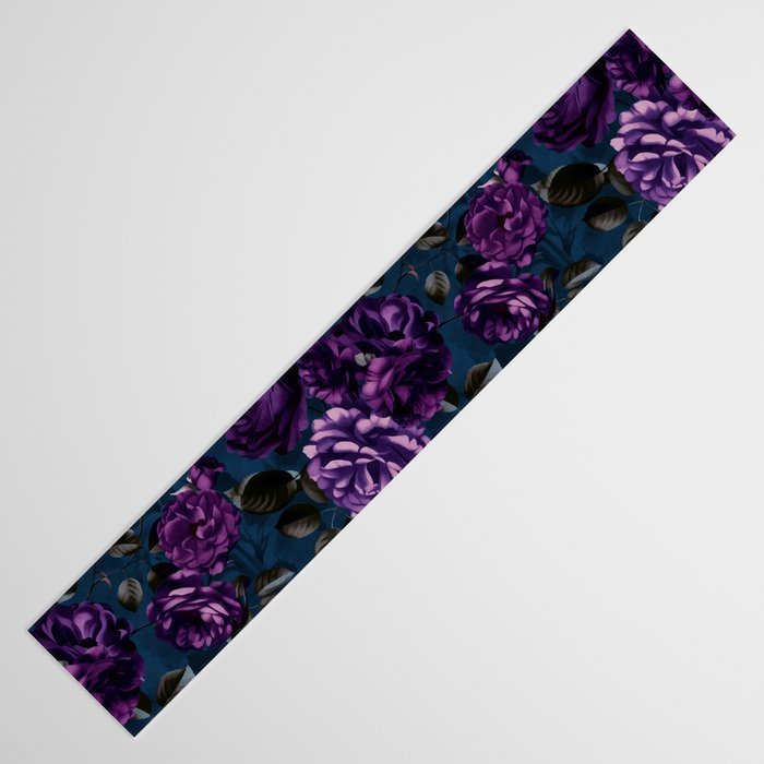 Velveteen Moody Flower Grandeur Plum Blue Teal Table Runner Gallery Image 3