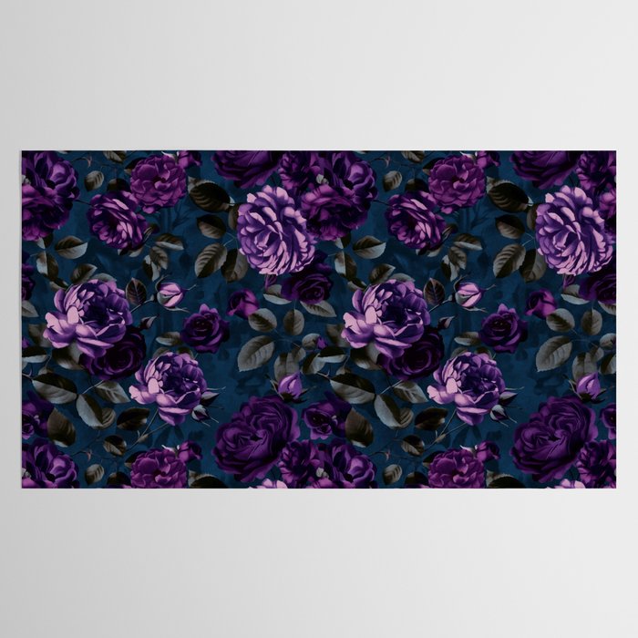 Velveteen Moody Flower Grandeur Plum Blue Teal Tablecloth Gallery Image 2