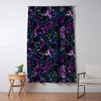 Velveteen Moody Flower Grandeur Plum Blue Teal Window Curtain Gallery Image 5