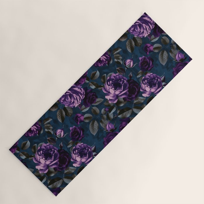 Velveteen Moody Flower Grandeur Plum Blue Teal Yoga Mat Gallery Image 1