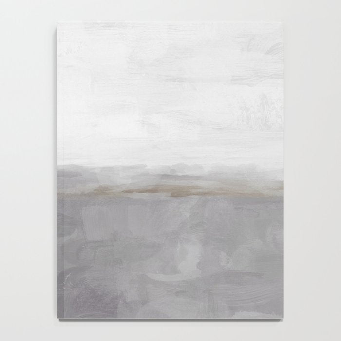 Cloudy Horizon II - Light & Dark Gray with Gold Charcoal Grey Abstract Painting, Modern Wall Art, Notebook Gallery Image 4