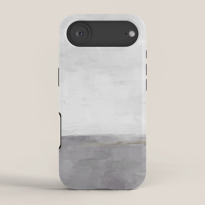 Cloudy Horizon II - Light & Dark Gray with Gold Charcoal Grey Abstract Painting, Modern Wall Art, iPhone Case Gallery Image 2