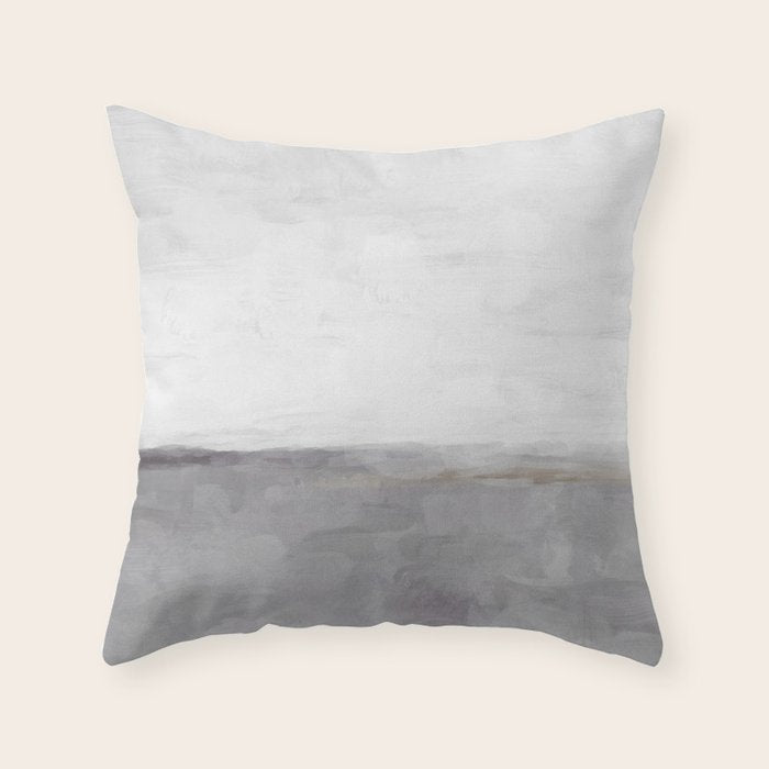 Cloudy Horizon II - Light & Dark Gray with Gold Charcoal Grey Abstract Painting, Modern Wall Art, Throw Pillow Gallery Image 1