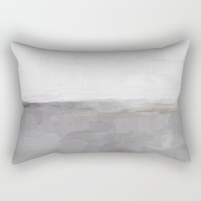 Cloudy Horizon II - Light & Dark Gray with Gold Charcoal Grey Abstract Painting, Modern Wall Art, Rectangular Pillow Gallery Image 1