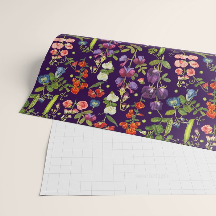 Beautiful Pea Flowers and Peas - dark Wrapping Paper Gallery Image 2