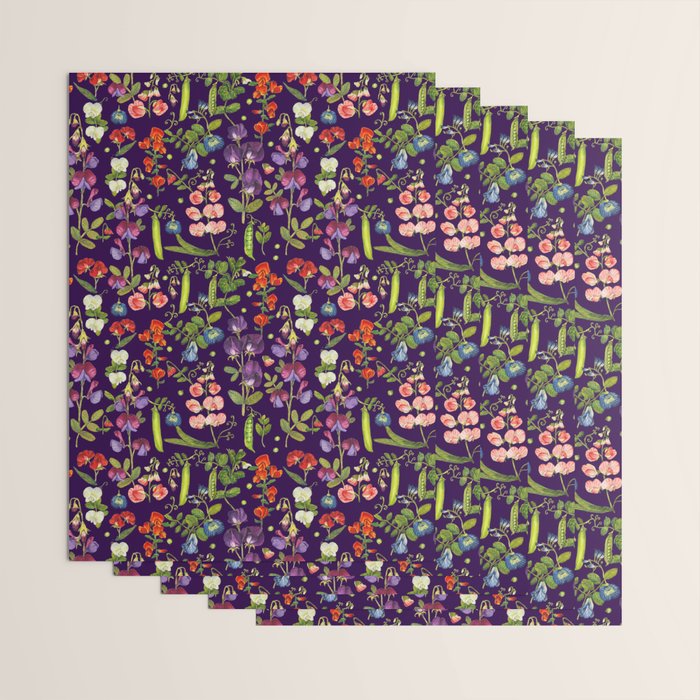 Beautiful Pea Flowers and Peas - dark Wrapping Paper Gallery Image 3