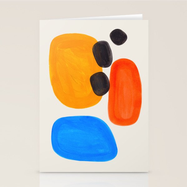 Minimalist Modern Mid Century Colorful Abstract Shapes Primary Colors Yellow Orange Blue Bubbles Stationery Card Gallery Image 2