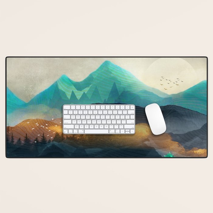 Green Wild Mountainside Desk Mat Gallery Image 1