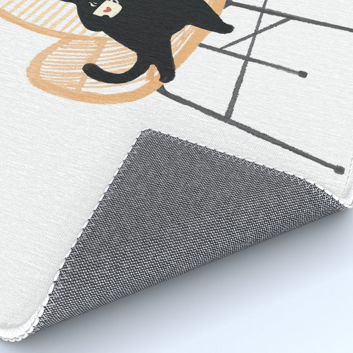 Lazy cat 2 enjoying coffee on rattan chair  Rug Gallery Image 4