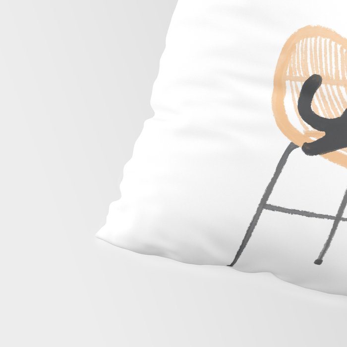 Lazy cat 2 enjoying coffee on rattan chair  Pillow Sham Gallery Image 4