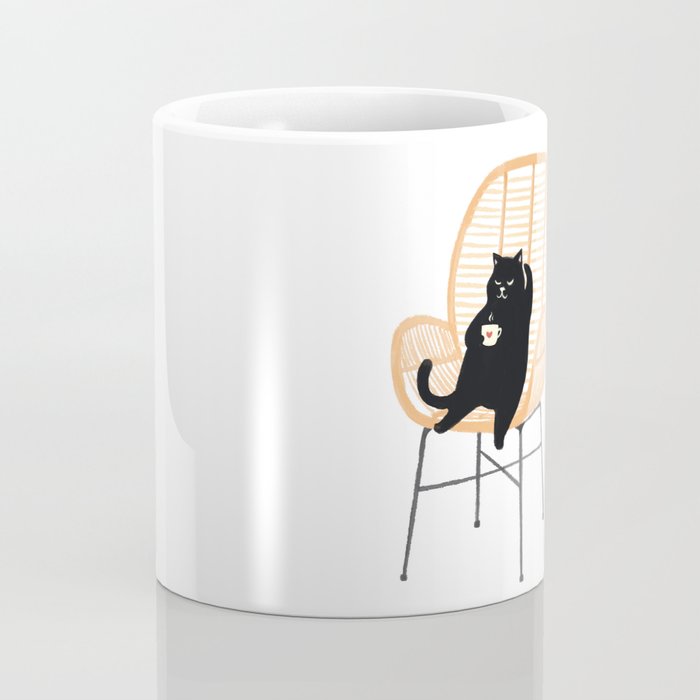 Lazy cat 2 enjoying coffee on rattan chair  Coffee Mug Gallery Image 4