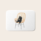 Lazy cat 2 enjoying coffee on rattan chair  Bath Mat Gallery Image 1