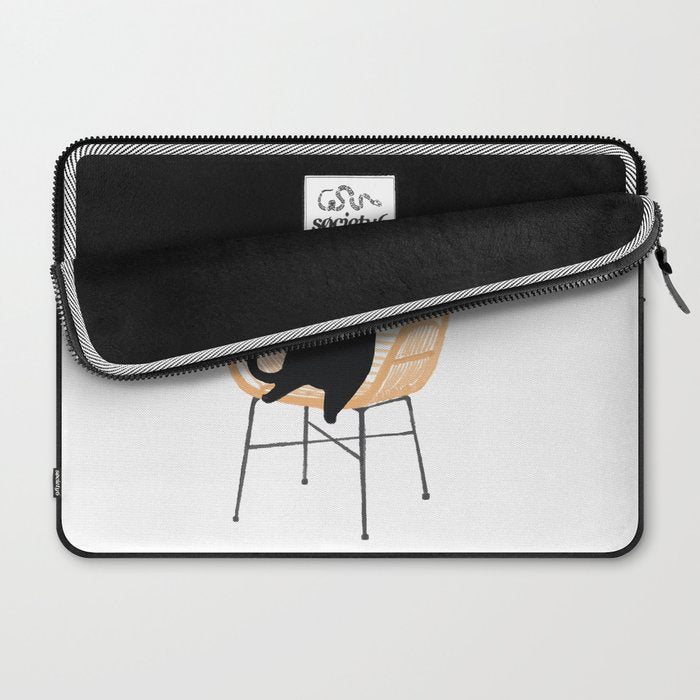Lazy cat 2 enjoying coffee on rattan chair  Laptop Sleeve Gallery Image 2