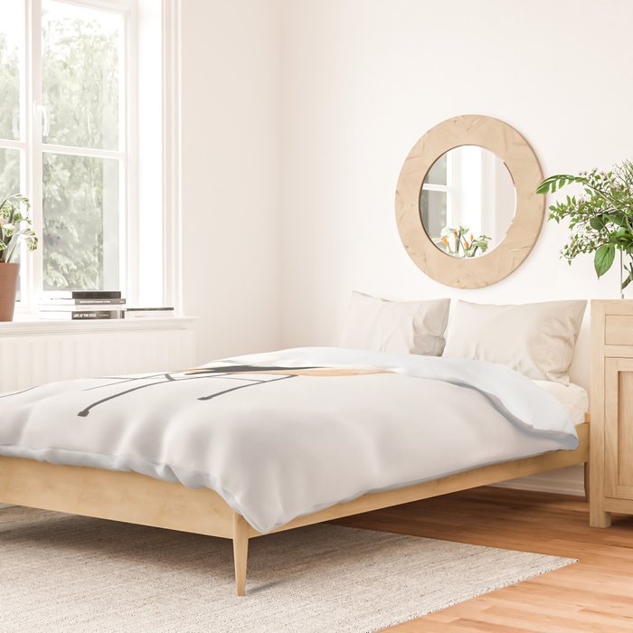 Lazy cat 2 enjoying coffee on rattan chair  Duvet Cover Gallery Image 2