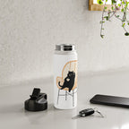 Lazy cat 2 enjoying coffee on rattan chair  Water Bottle Gallery Image 5