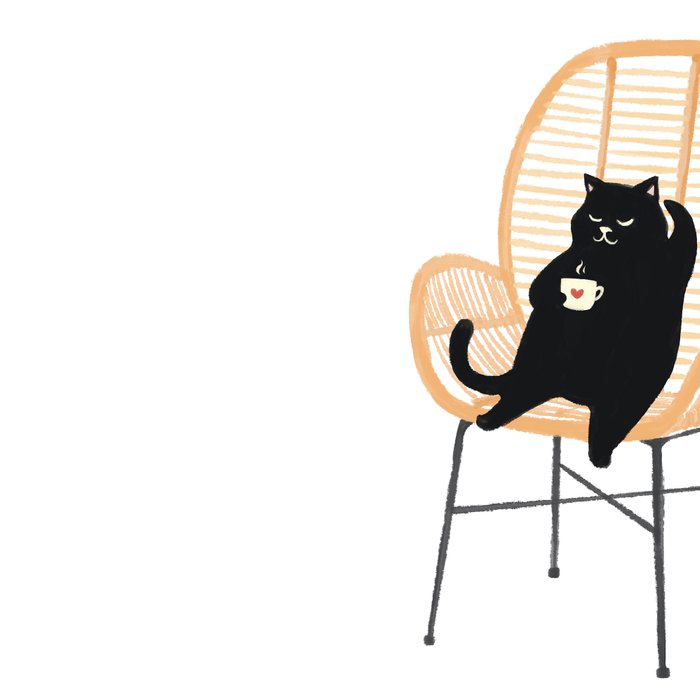 Lazy cat 2 enjoying coffee on rattan chair  Coffee Mug Gallery Image 2