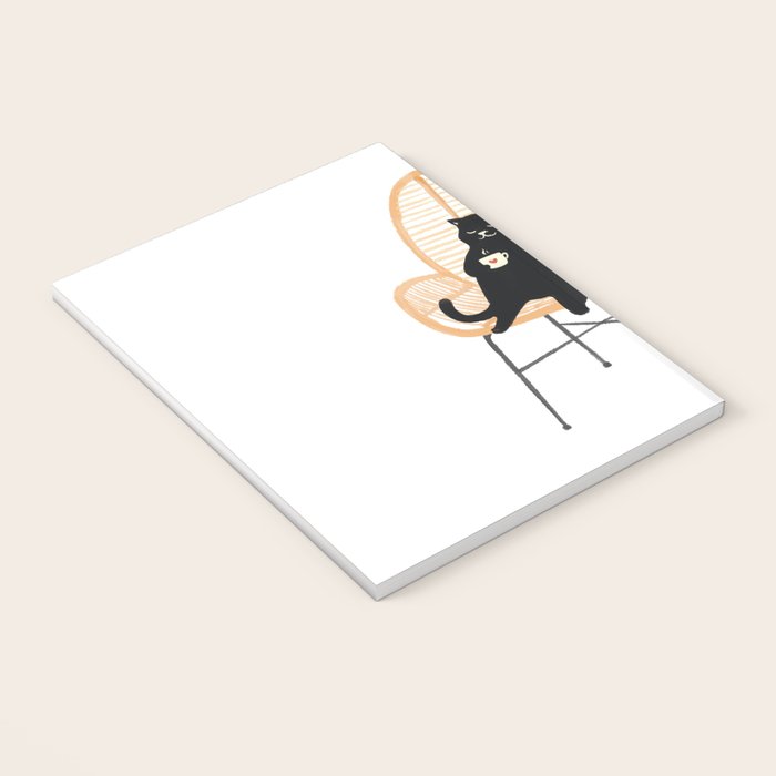 Lazy cat 2 enjoying coffee on rattan chair  Notebook Gallery Image 3