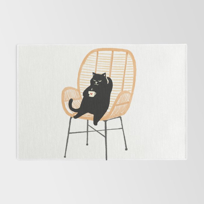 Lazy cat 2 enjoying coffee on rattan chair  Rug Gallery Image 2