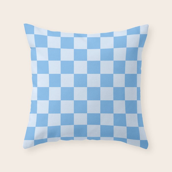 Light Blue Checks Throw Pillow Gallery Image 6