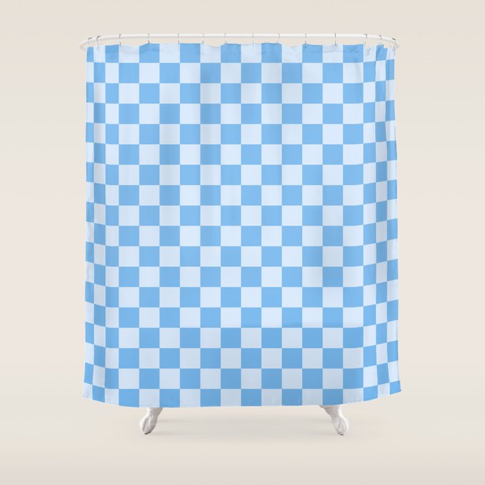 Light Blue Checks Shower Curtain Gallery Image 1