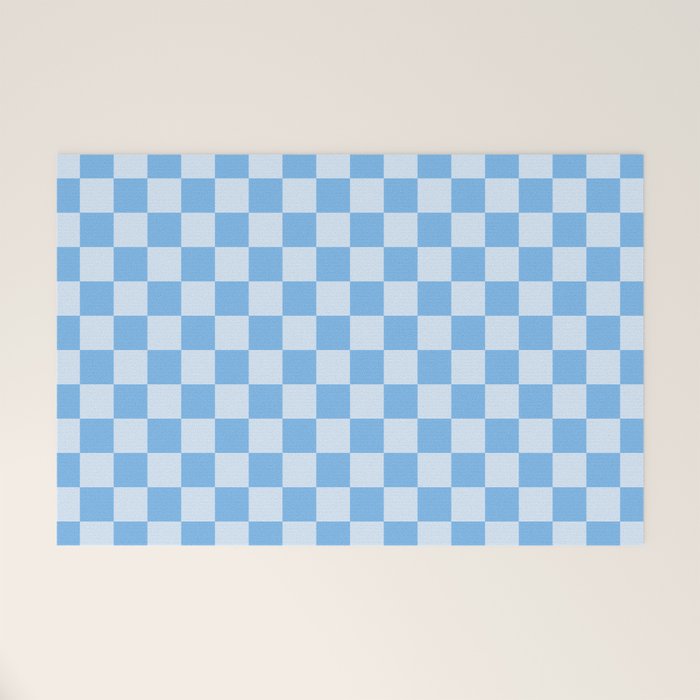Light Blue Checks Welcome Mat Gallery Image 1