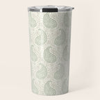 Block Print Paisley - sage and light taupe Travel Mug Gallery Image 1