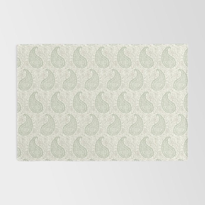 Block Print Paisley - sage and light taupe Rug Gallery Image 2