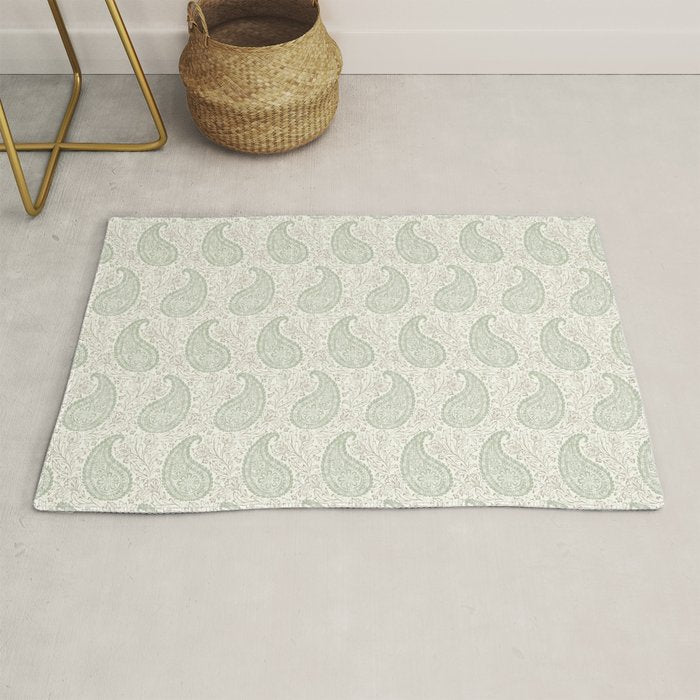 Block Print Paisley - sage and light taupe Rug Gallery Image 1