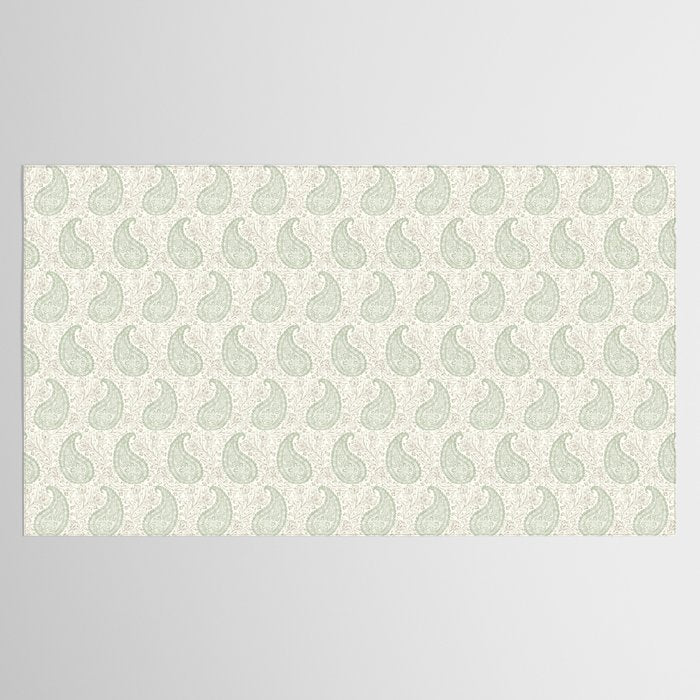 Block Print Paisley - sage and light taupe Tablecloth Gallery Image 2