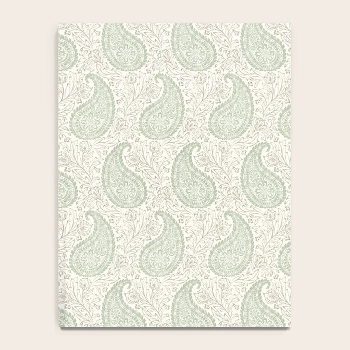 Block Print Paisley - sage and light taupe Notebook Gallery Image 4