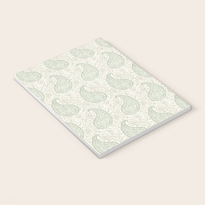 Block Print Paisley - sage and light taupe Notebook Gallery Image 3