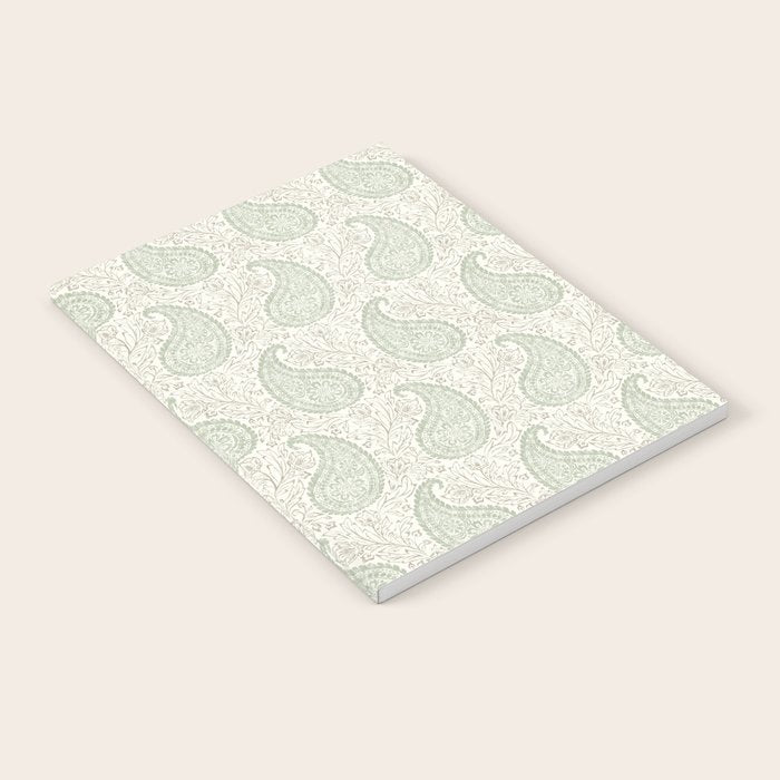 Block Print Paisley - sage and light taupe Notebook Gallery Image 1