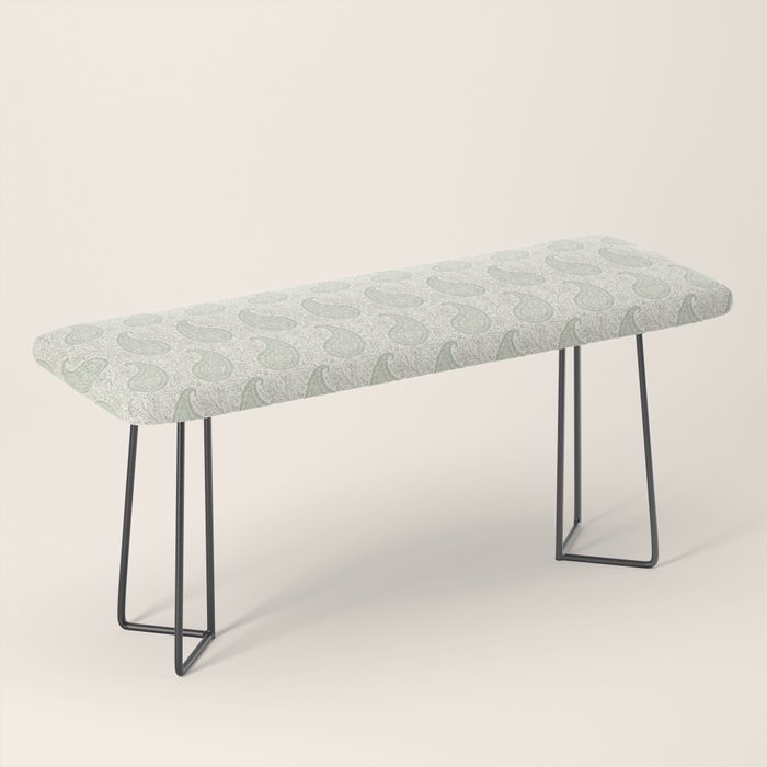 Block Print Paisley - sage and light taupe Bench Gallery Image 1