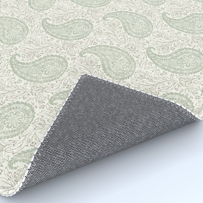 Block Print Paisley - sage and light taupe Rug Gallery Image 4