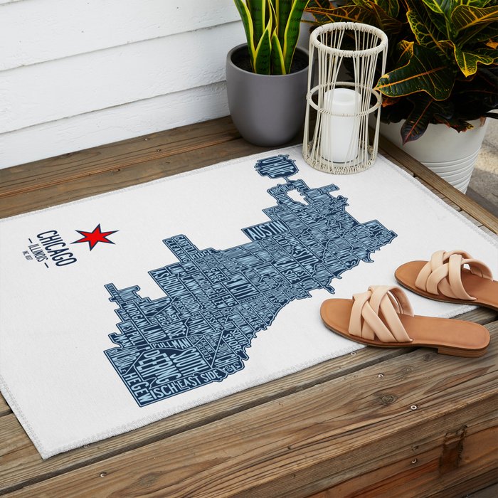 Chicago Neighborhood Map Outdoor Rug Gallery Image 2
