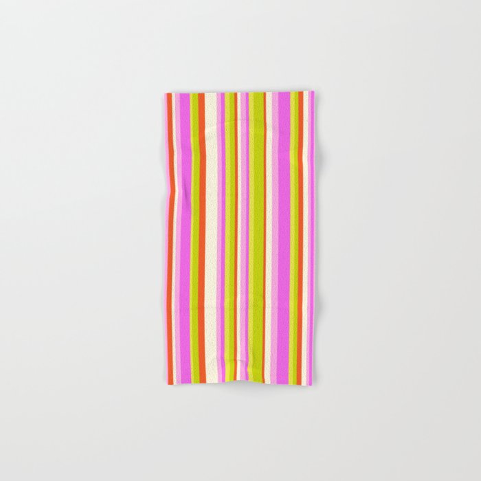 Classic Stripes XVIII - Y2K Pink and Green Bath Towel Gallery Image 1