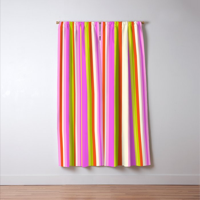 Classic Stripes XVIII - Y2K Pink and Green Window Curtain Gallery Image 3