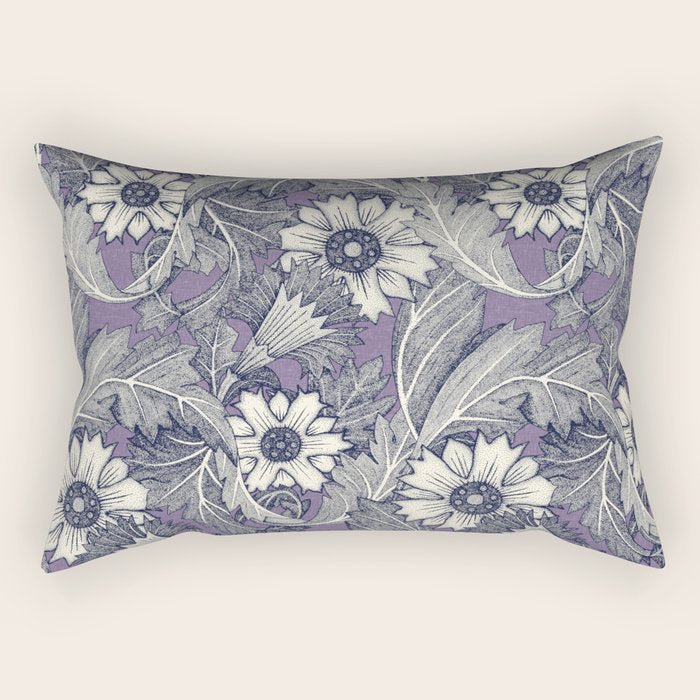 acanthus navy blue violet Rectangular Pillow Gallery Image 2
