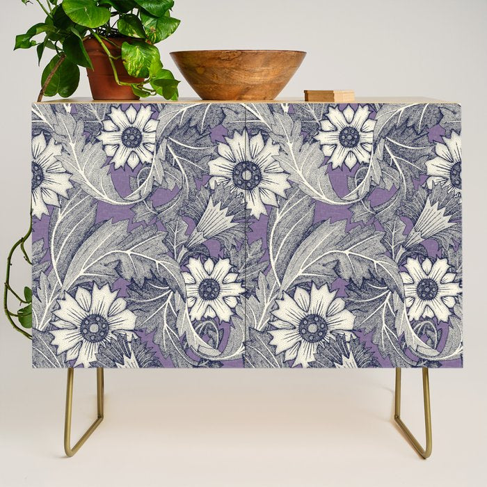 acanthus navy blue violet Credenza Gallery Image 1