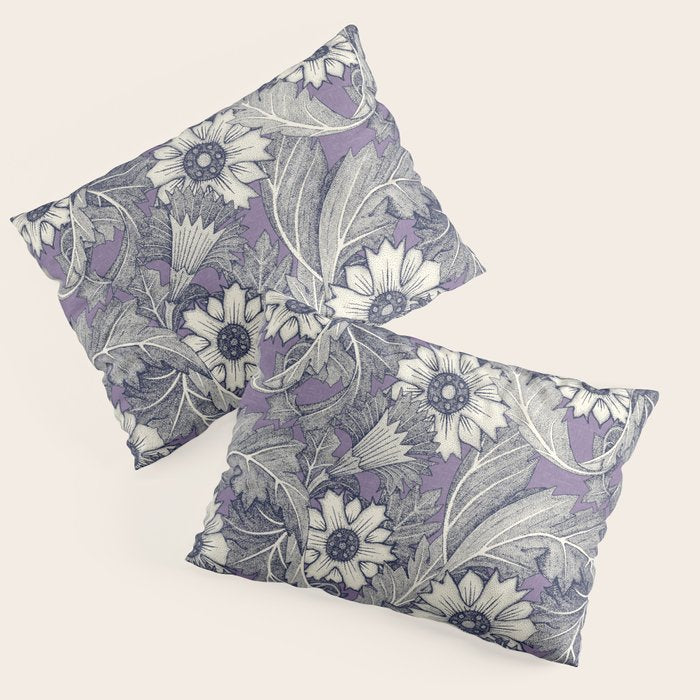 acanthus navy blue violet Pillow Sham Gallery Image 1