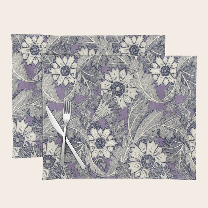 acanthus navy blue violet Placemat Gallery Image 1