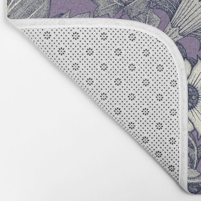 acanthus navy blue violet Bath Mat Gallery Image 2