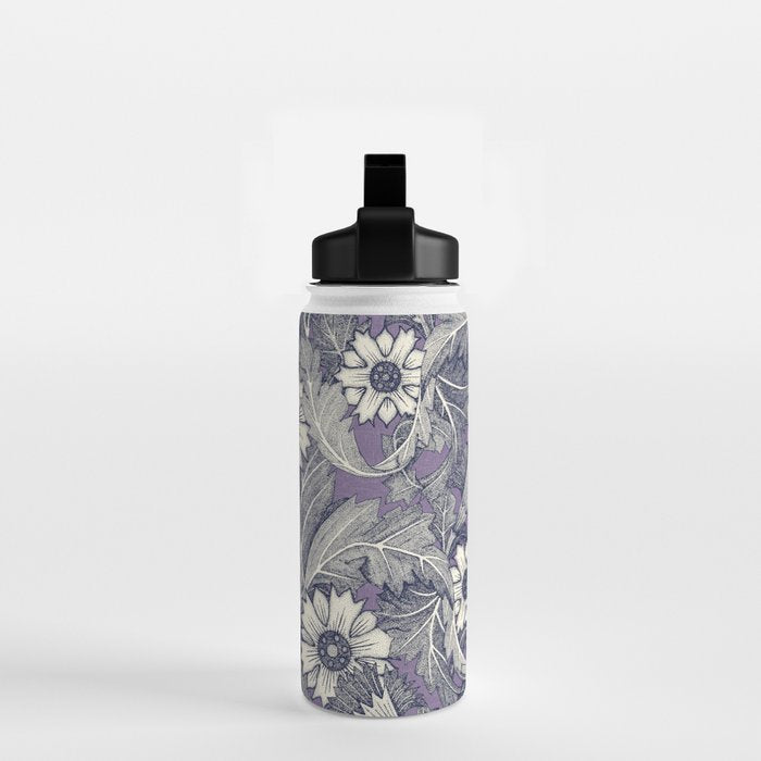 acanthus navy blue violet Water Bottle Gallery Image 2
